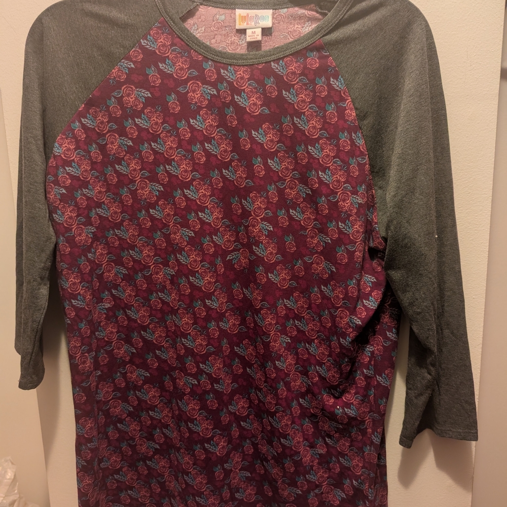 LuLaRoe Red and Blue Long Sleeve Tee